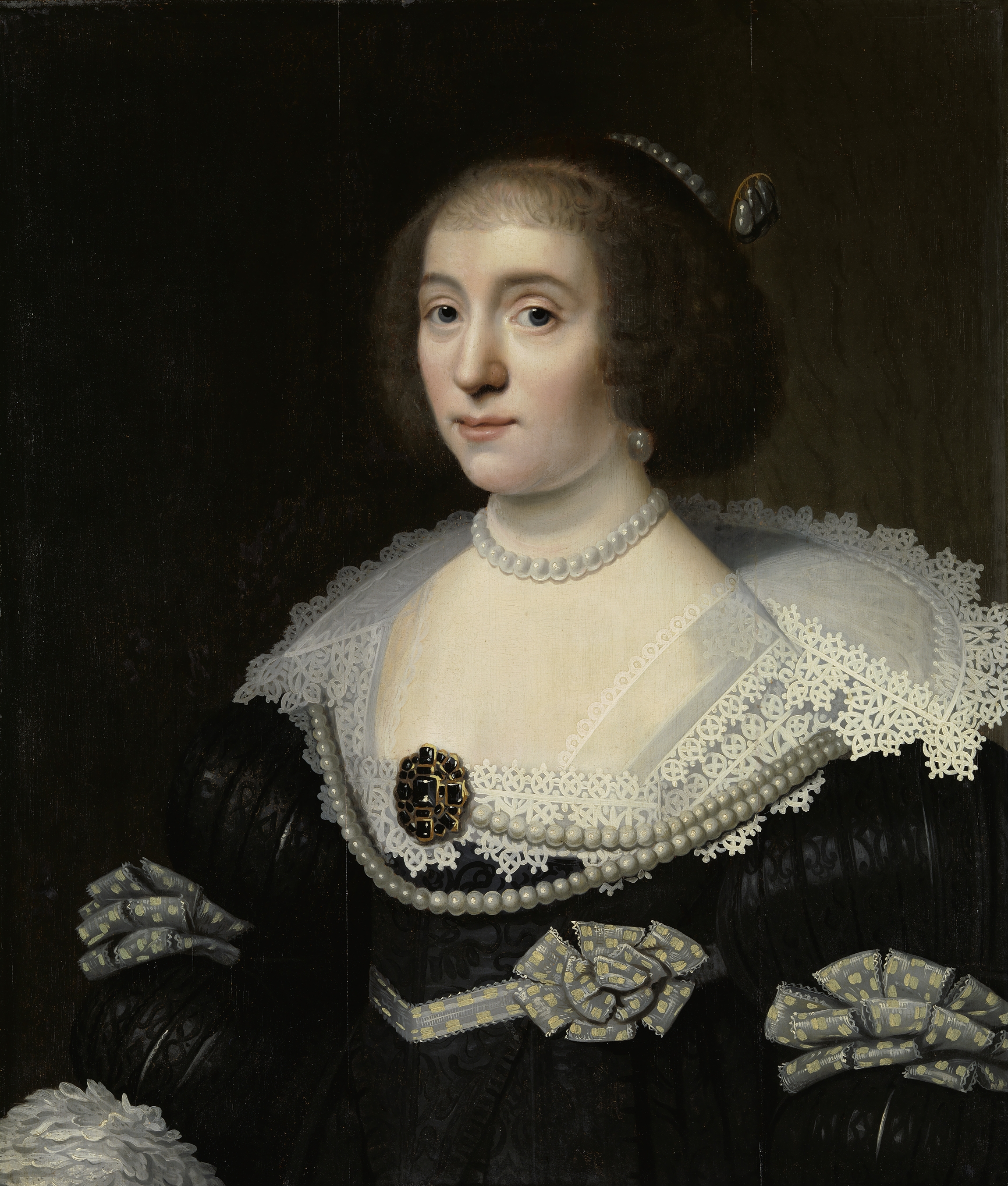 Portret van Amalia van Solms, door Michiel Jansz. Van Mierevelt en Wybrand de Geest, 1632, olieverf op doek, 66 x 55,8 cm., Rijksmuseum, SK-A-572