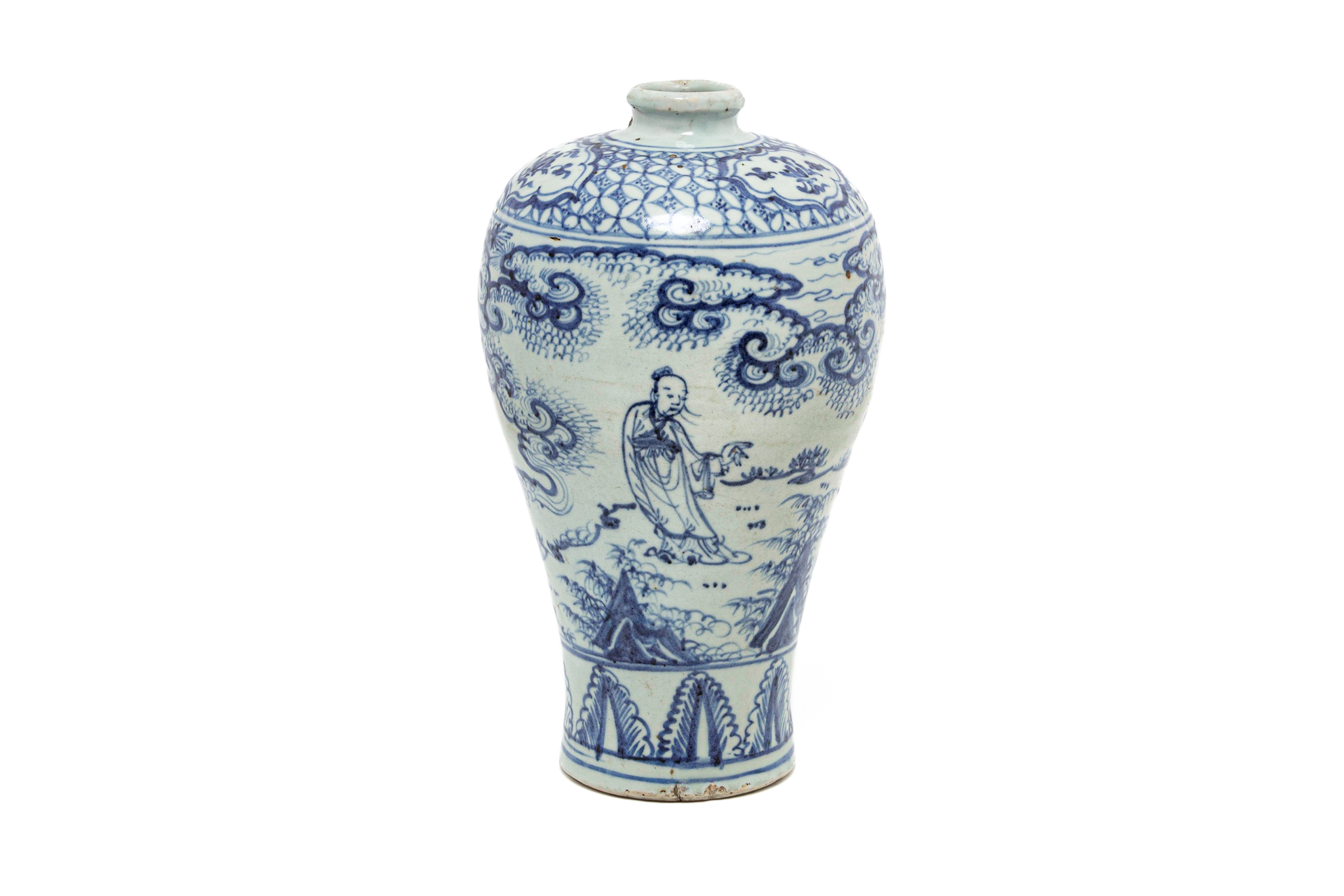Meiping vaas met decor van figuren in landschap, Ming-dynastie, keizer Tianshun periode (1457-1464), Jingdezhen, China, porselein, Keramiekmuseum Princessehof (bruikleen Ottema-Kingma Stichting), NO 00027