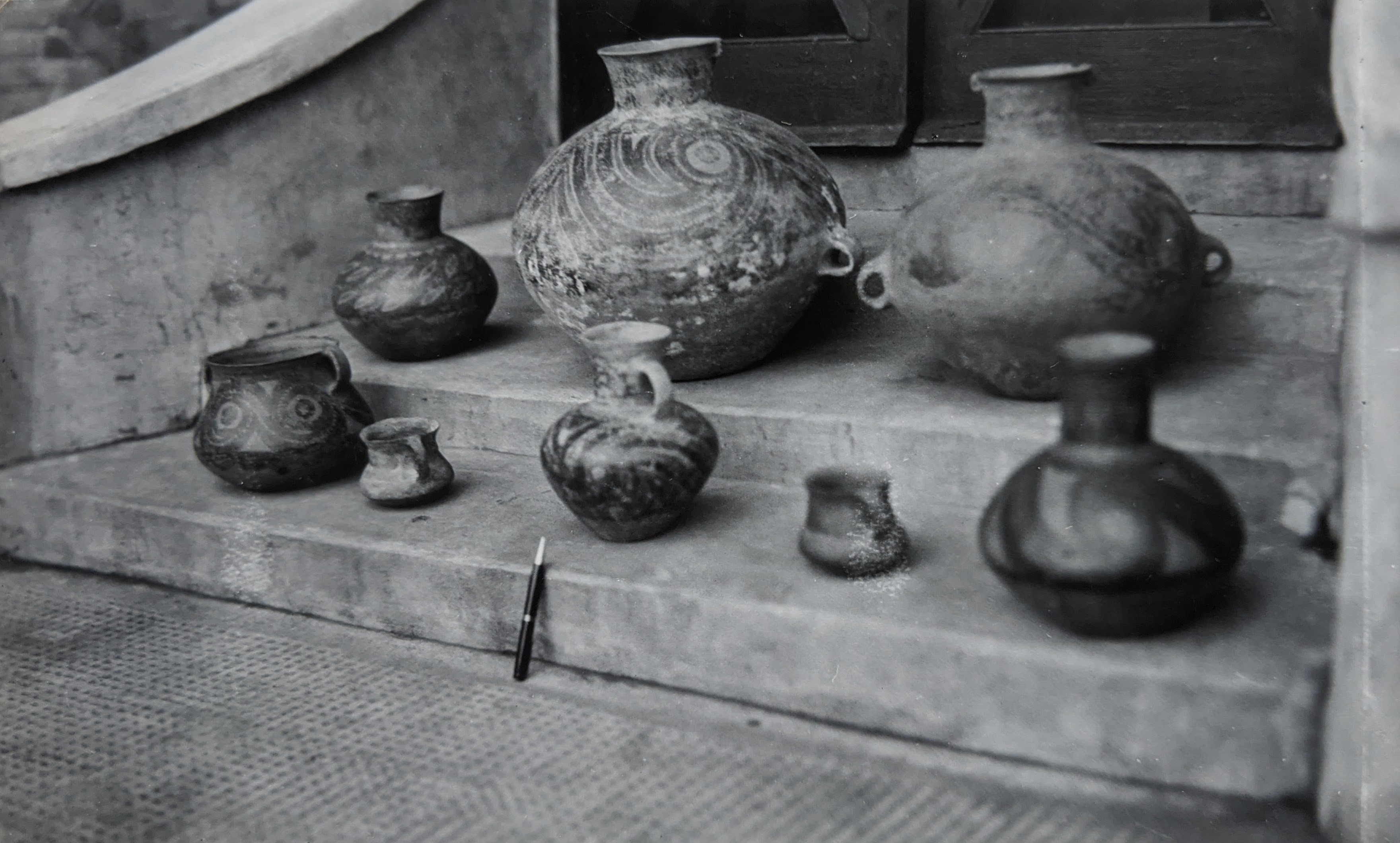 Chinese Neolithic pots purchased by Bourdrez in Langzhou, China