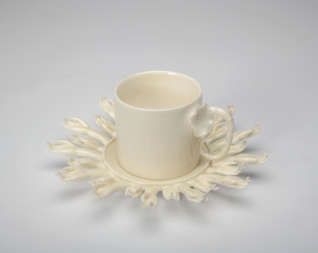 8. Peter Ting, Buddha Arms Cup and Saucer, porcelain, Dehua, China, 2020, purchased from Ting-Ying Gallery, 7259–1