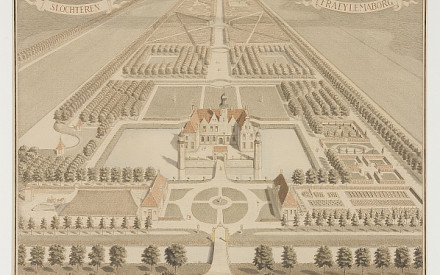 3. Landgoed Fraeylemaborg in de 18de eeuw, tekening van Anco Wigboldus (1900-1983) 1937, Jan Menze van Diepen collectie